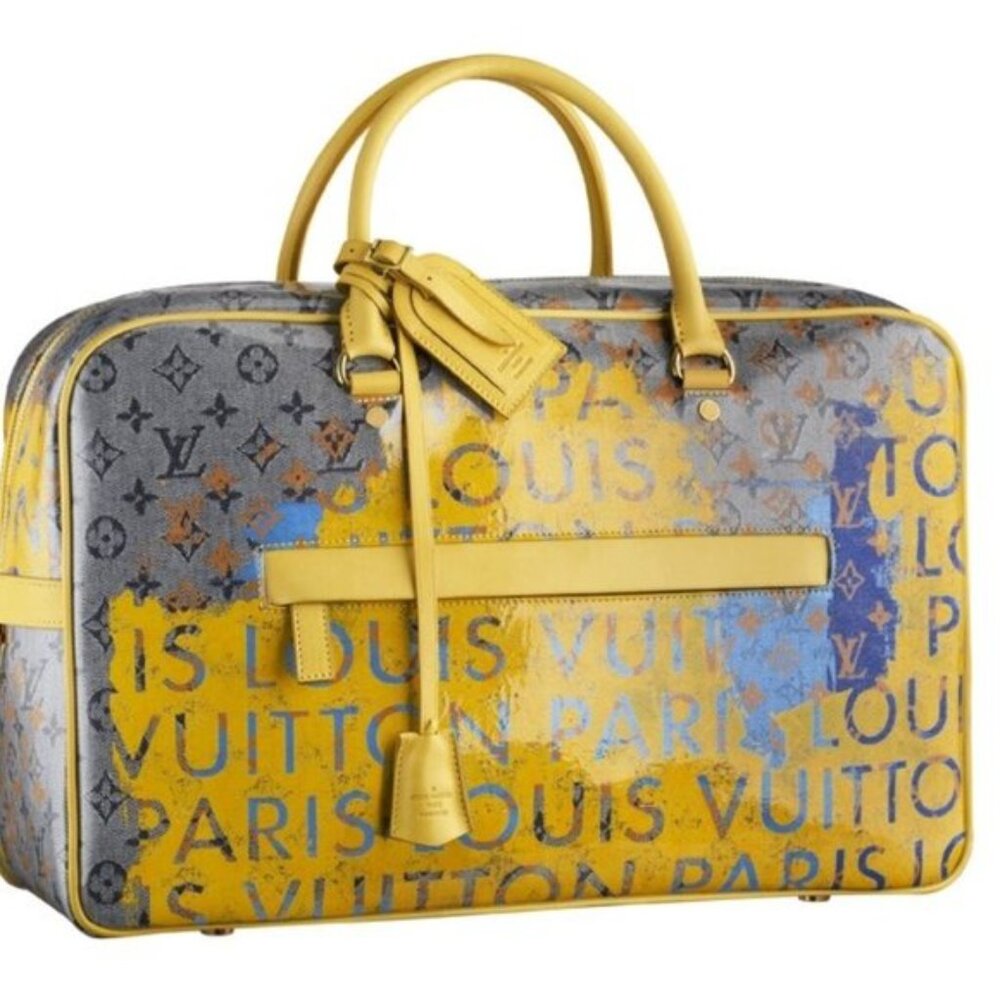 Louis Vuitton Richard Prince X Denim Pulp Weekender GM Juane (Yellow) Excellent
